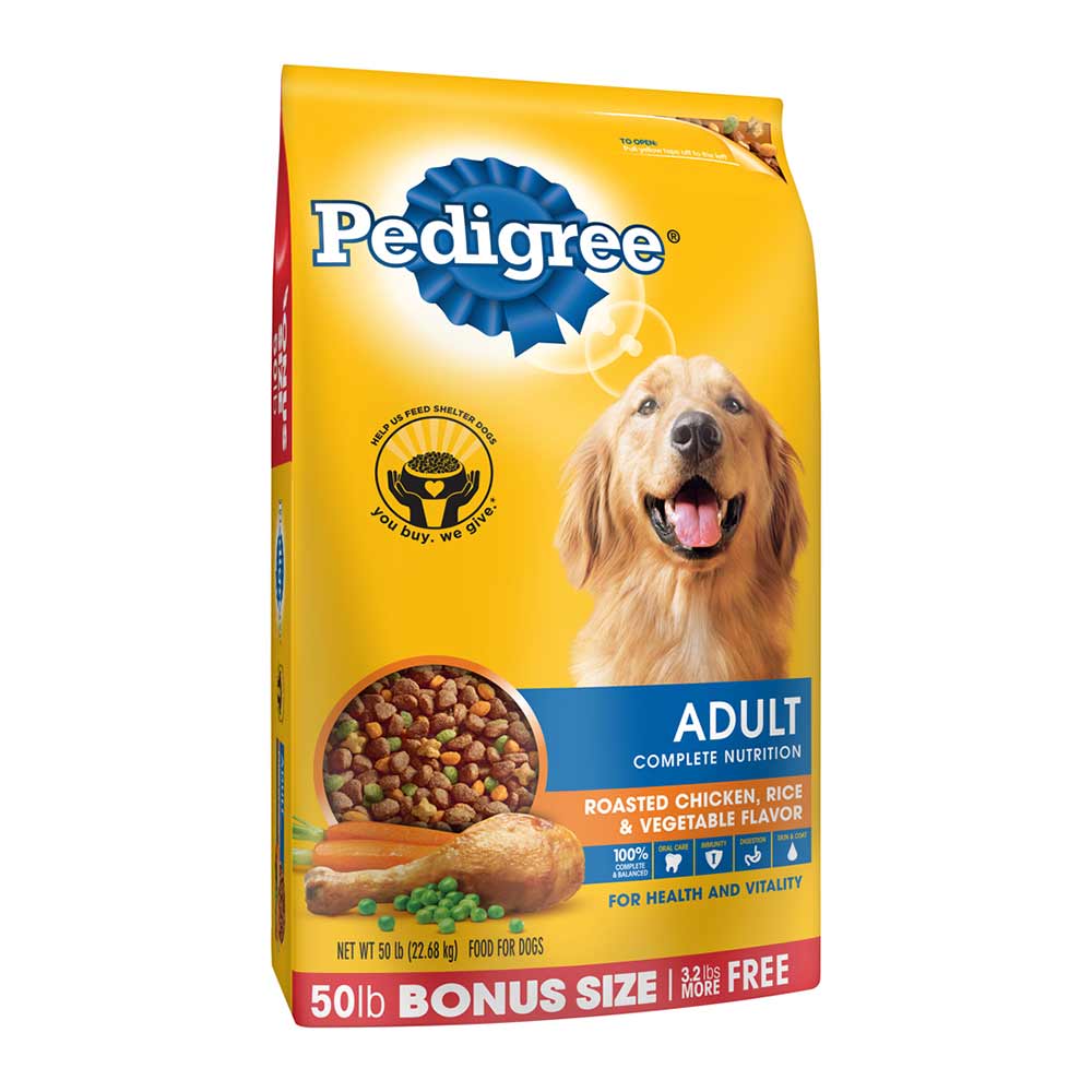 Pedigree Adult Chicken Flavor Dry Dog Food Special Fiber Blend 50 lb ...
